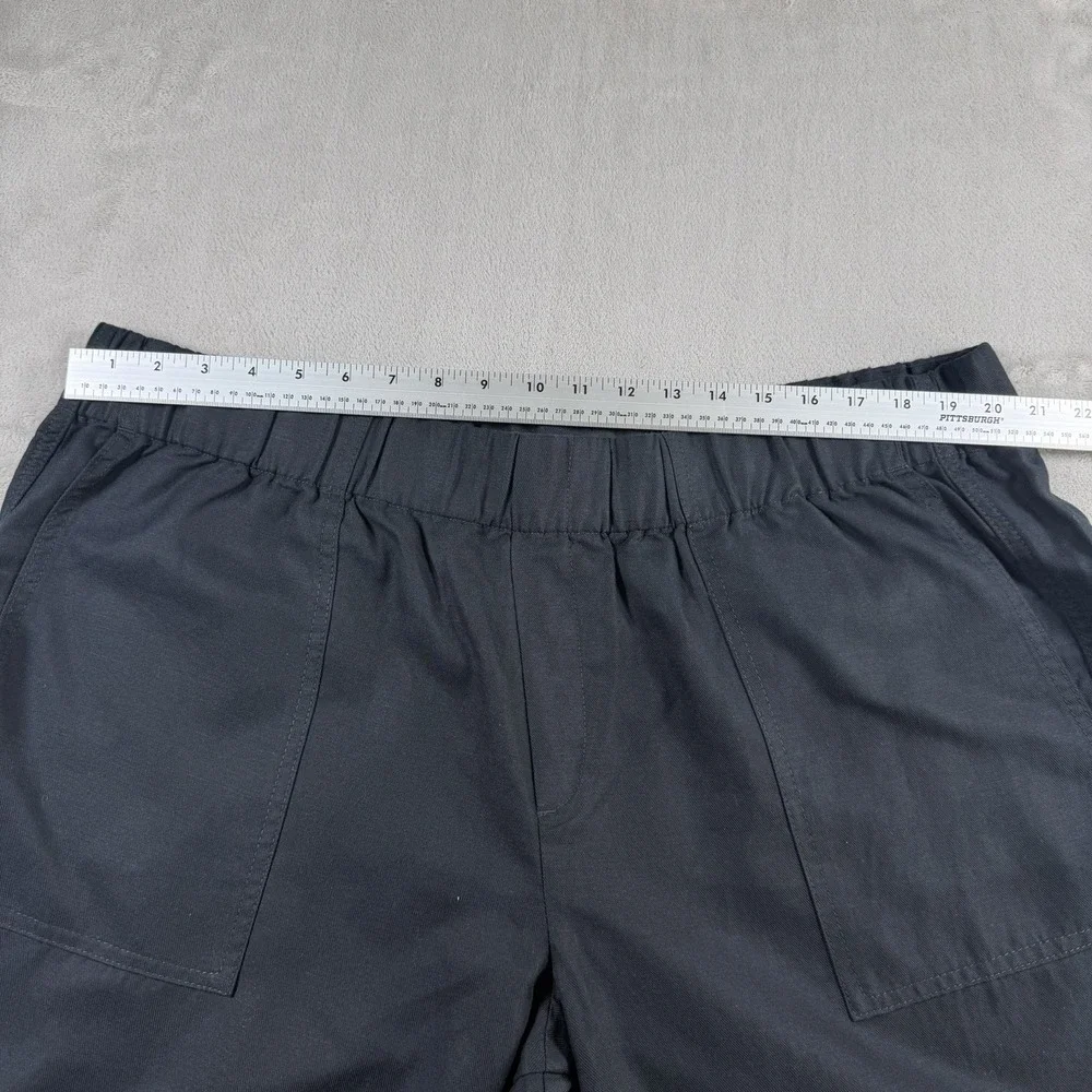Banana Republic Womens XXL Tapered Crop Pants Black Lyocell Linen Blend